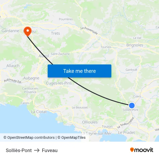 Solliès-Pont to Fuveau map