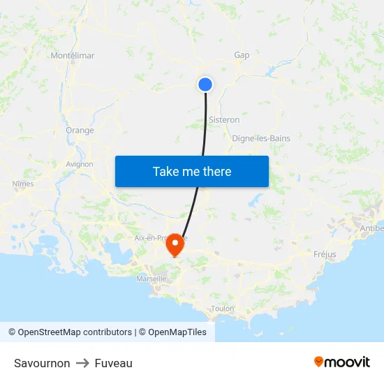 Savournon to Fuveau map