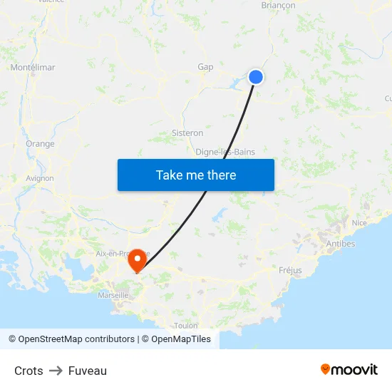 Crots to Fuveau map
