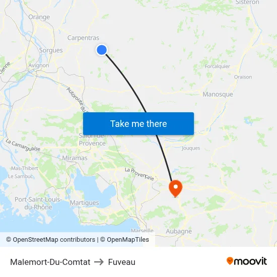 Malemort-Du-Comtat to Fuveau map