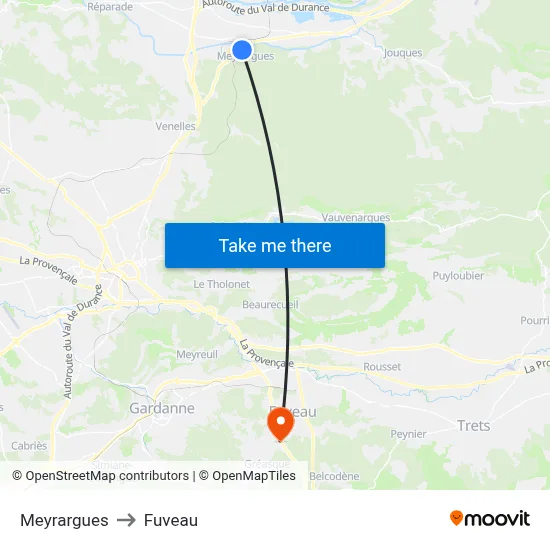 Meyrargues to Fuveau map