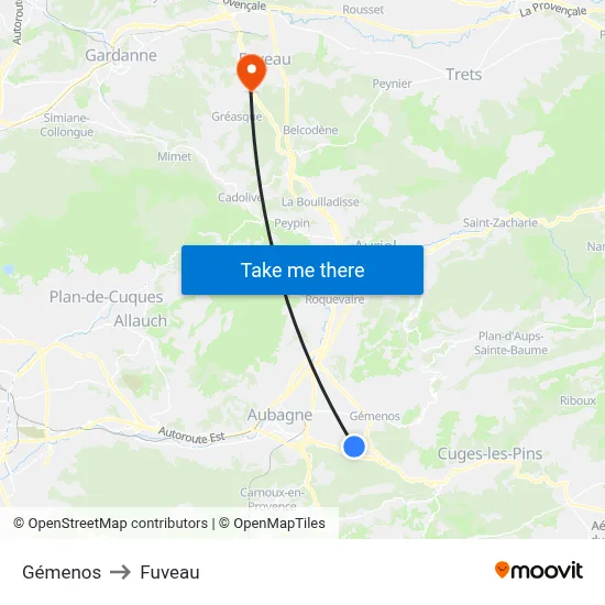 Gémenos to Fuveau map
