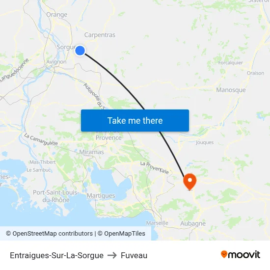 Entraigues-Sur-La-Sorgue to Fuveau map