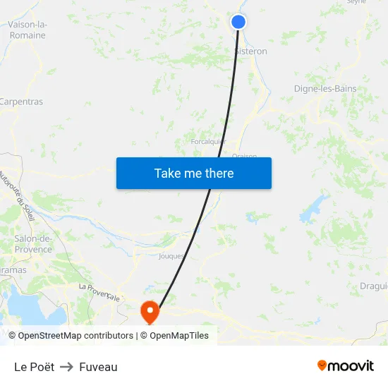 Le Poët to Fuveau map