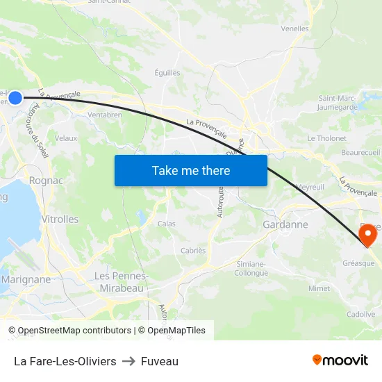 La Fare-Les-Oliviers to Fuveau map