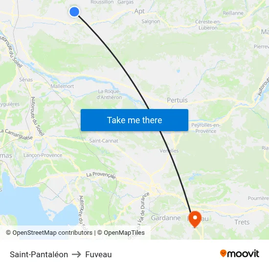 Saint-Pantaléon to Fuveau map