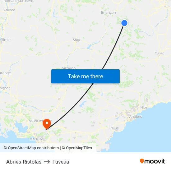 Abriès-Ristolas to Fuveau map