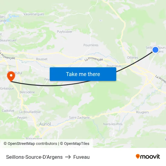 Seillons-Source-D'Argens to Fuveau map