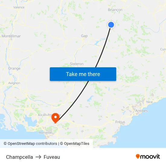 Champcella to Fuveau map
