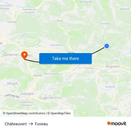 Châteauvert to Fuveau map