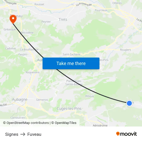 Signes to Fuveau map