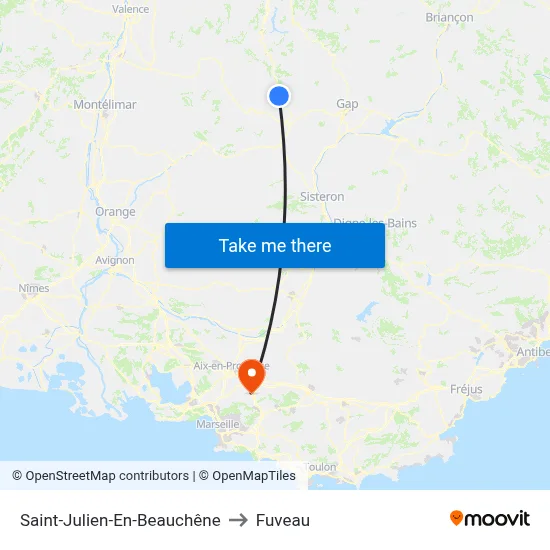Saint-Julien-En-Beauchêne to Fuveau map