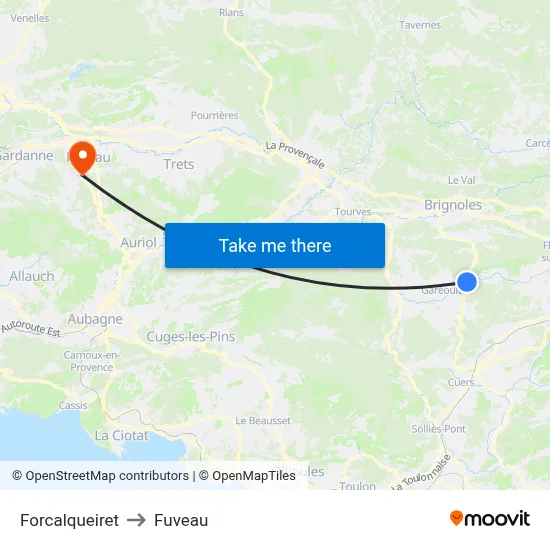 Forcalqueiret to Fuveau map