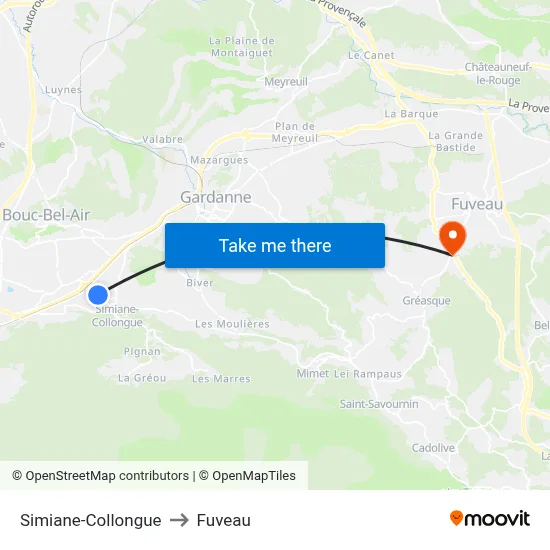 Simiane-Collongue to Fuveau map