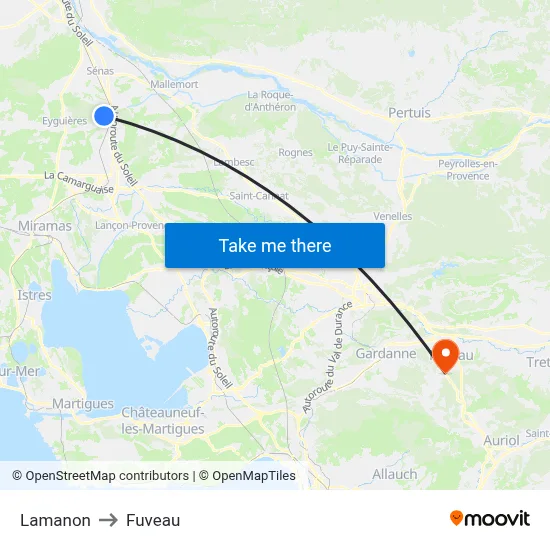 Lamanon to Fuveau map