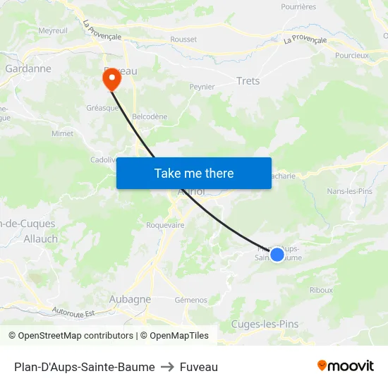 Plan-D'Aups-Sainte-Baume to Fuveau map