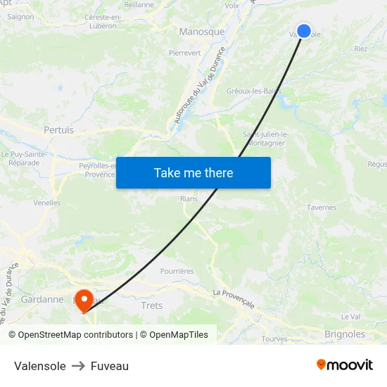 Valensole to Fuveau map