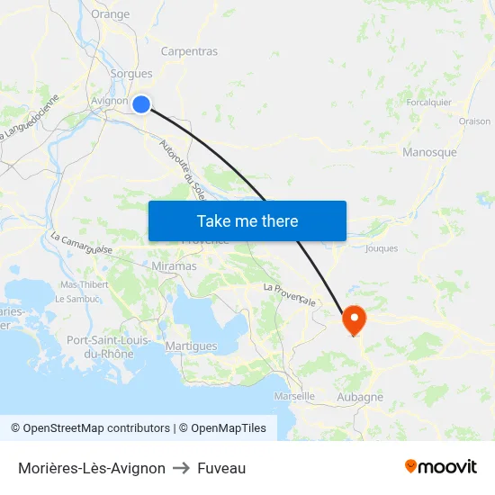 Morières-Lès-Avignon to Fuveau map