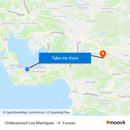 Châteauneuf-Les-Martigues to Fuveau map