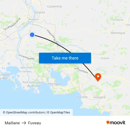 Maillane to Fuveau map