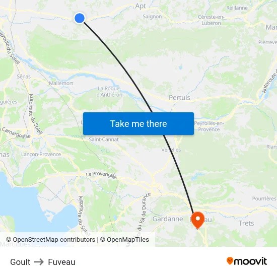Goult to Fuveau map