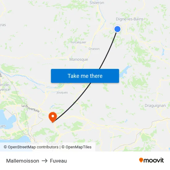 Mallemoisson to Fuveau map