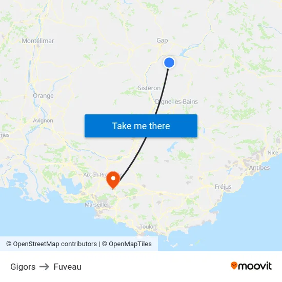 Gigors to Fuveau map