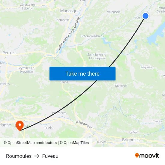 Roumoules to Fuveau map
