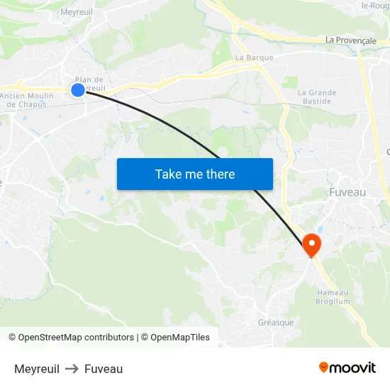 Meyreuil to Fuveau map