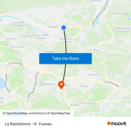 La Bastidonne to Fuveau map