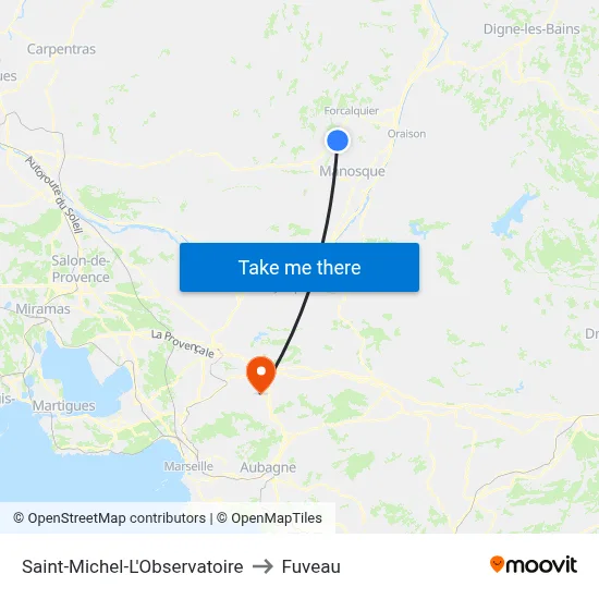 Saint-Michel-L'Observatoire to Fuveau map