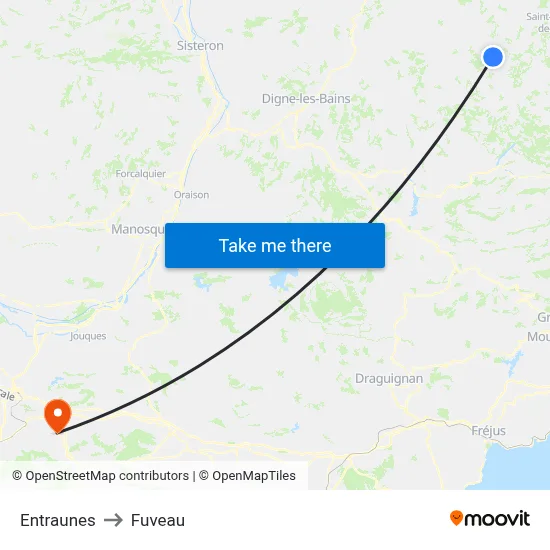 Entraunes to Fuveau map