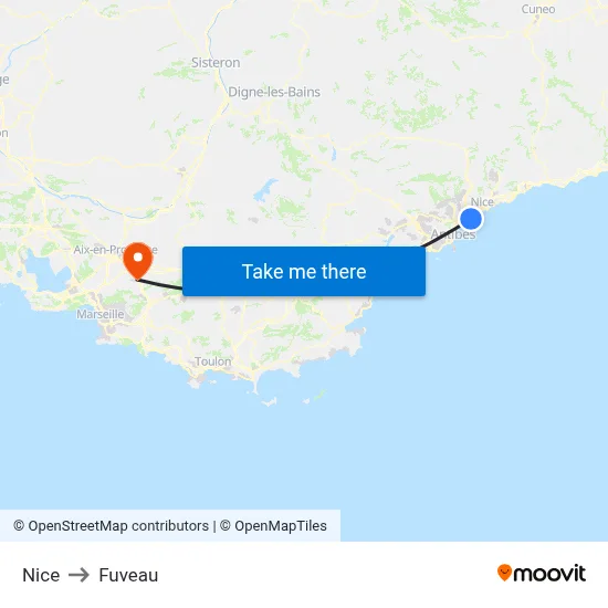 Nice to Fuveau map