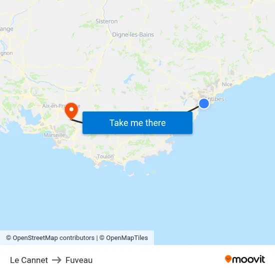 Le Cannet to Fuveau map