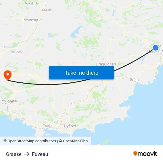 Grasse to Fuveau map