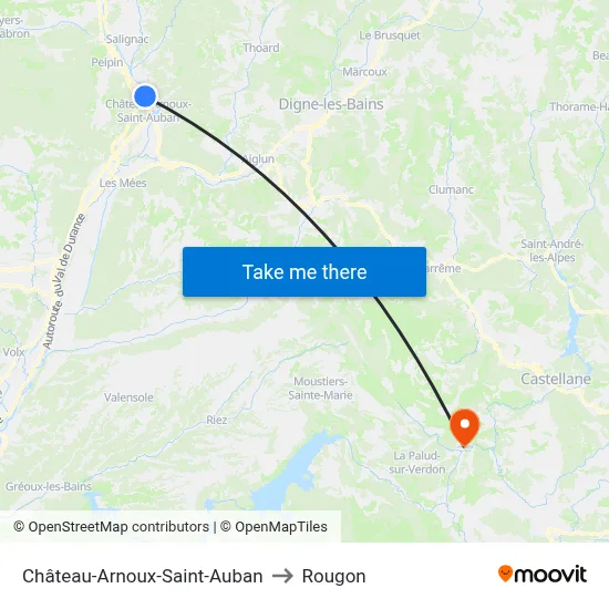 Château-Arnoux-Saint-Auban to Rougon map