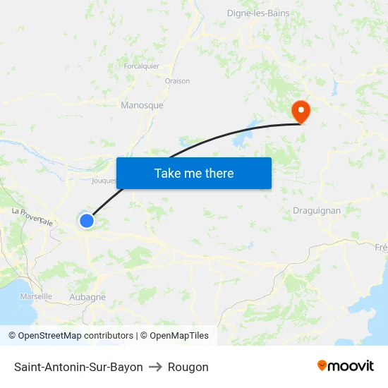 Saint-Antonin-Sur-Bayon to Rougon map