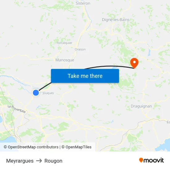 Meyrargues to Rougon map