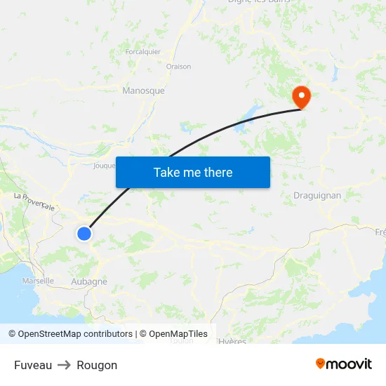 Fuveau to Rougon map