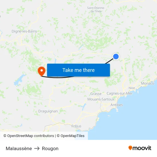 Malaussène to Rougon map