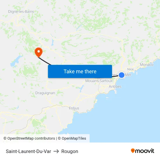 Saint-Laurent-Du-Var to Rougon map
