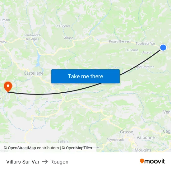 Villars-Sur-Var to Rougon map