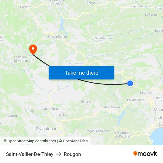 Saint-Vallier-De-Thiey to Rougon map