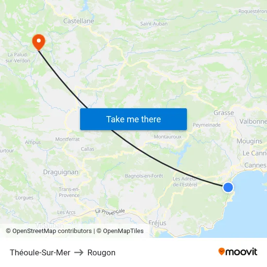 Théoule-Sur-Mer to Rougon map