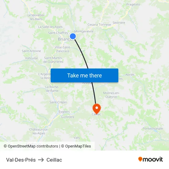 Val-Des-Prés to Ceillac map