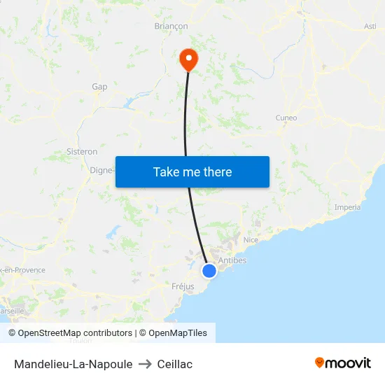 Mandelieu-La-Napoule to Ceillac map
