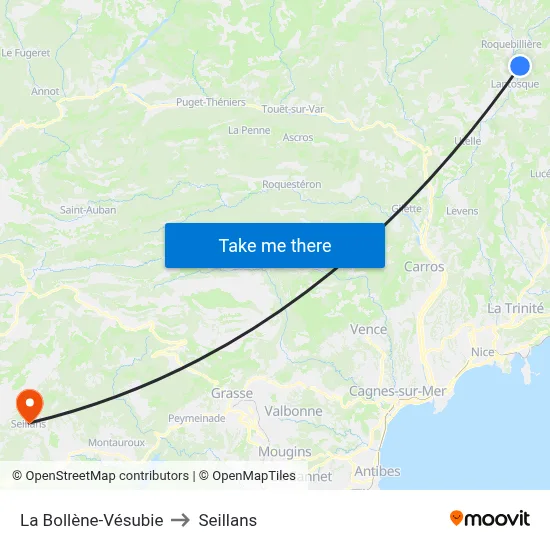 La Bollène-Vésubie to Seillans map