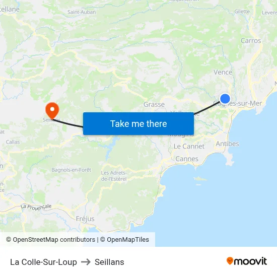 La Colle-Sur-Loup to Seillans map