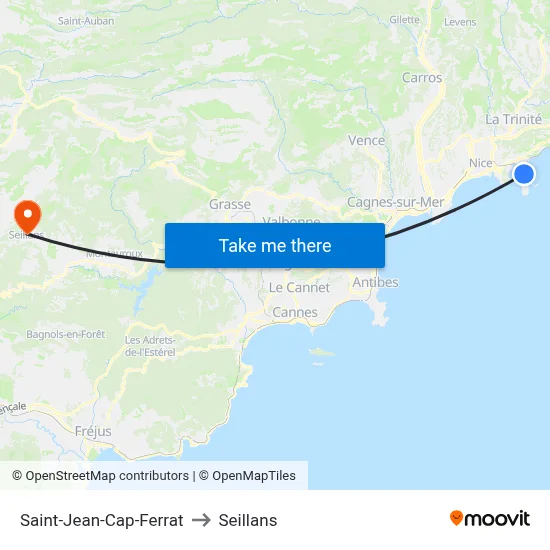 Saint-Jean-Cap-Ferrat to Seillans map