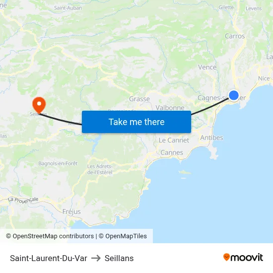 Saint-Laurent-Du-Var to Seillans map